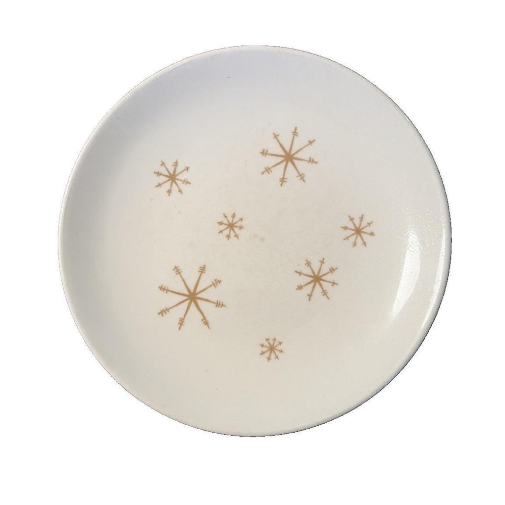 Vintage Royal China STAR GLOW 6 3/8" Bread/Dessert Plate‎ Gold Starburst MCM